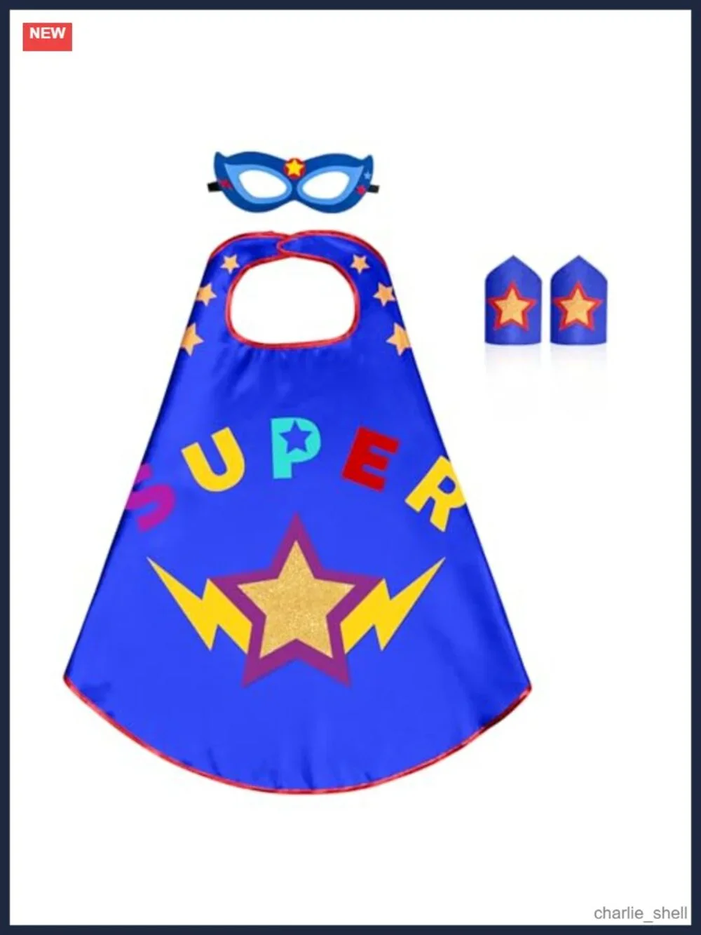 Kids 4-Piece Superhero Cape Set with Mask Wristbands Satin Pretend Play Costume